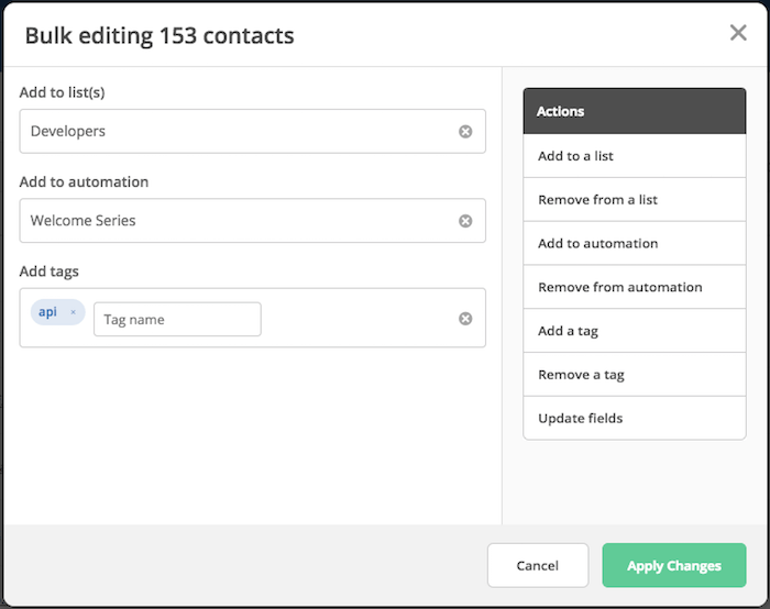 Bulk edit contacts