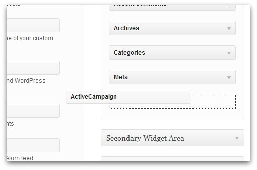 Screenshot of WordPress Widgets section