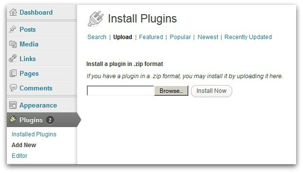 Screenshot of WordPress administrative section
