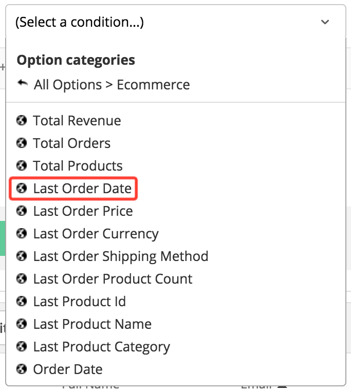 Last Order Date segment in platform