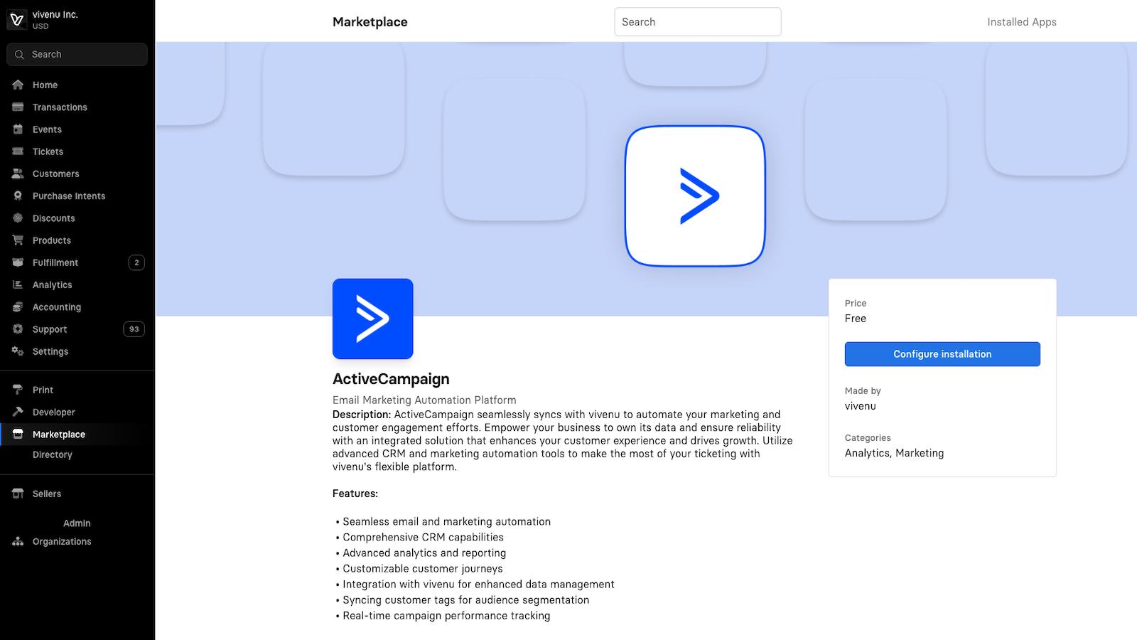 vivenu Integration & App | ActiveCampaign