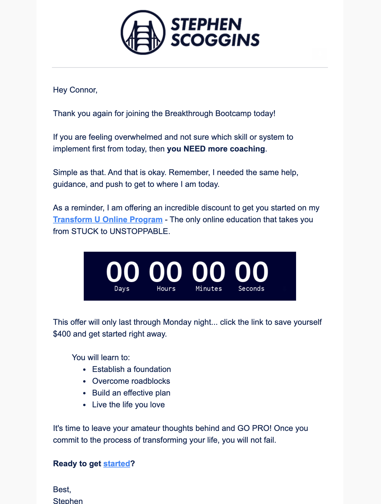 plus this countdown timer email sample