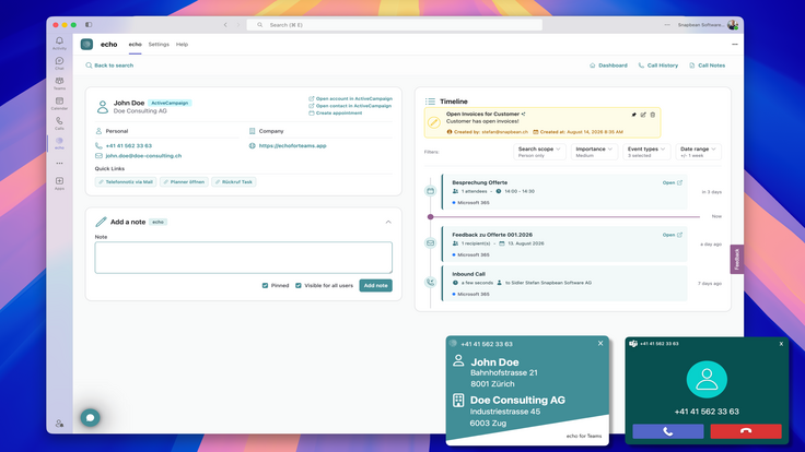 ActiveCampaign & echo for Microsoft Teams