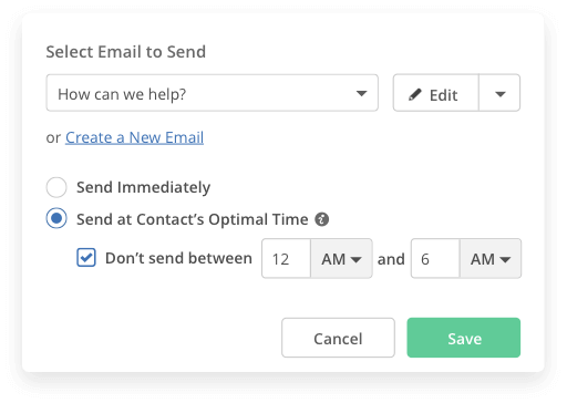 User interface for optimized email send time