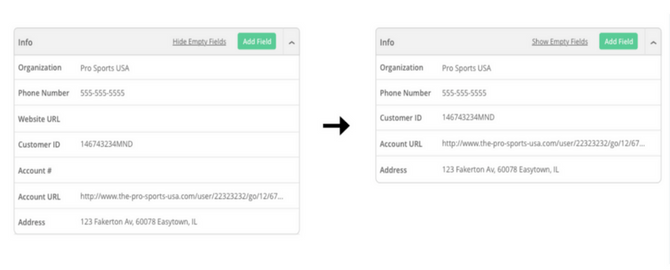 Show/hide empty fields example in platform