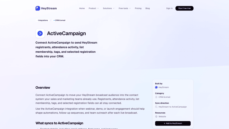 ActiveCampaign & HeyStream